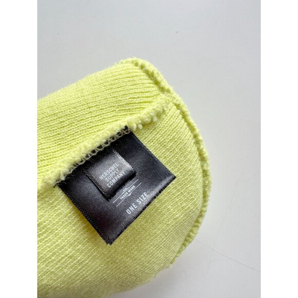 HERSCHEL Elmer Highlighter Yellow Acrylic Knit Beanie Toque Hat - Picture 10 of 12
